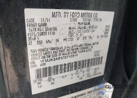 2012 Ford Expedition El Limited from USA, damaged, VIN 1FMJK2A51CEF13510